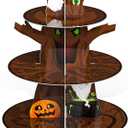 7 x Halloween Cupcake Stand Decoration 3 Tier Halloween Cardboard Cupcake Holder Halloween Party Pumpkin Ghost Cat Cupcake Tower for for Trick or Treat Birthday Baby Shower Party Decor (Tree)