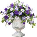 Artificial Flowers for Outdoors,2 PCS Purple Faux Morning Glory UV Resistant Silk Flowers for Outdoor Planters Garden Balcony Porch Decor Realistic Fake Flowers for Spring Decoration
