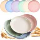 Mfacoy 6 PACK Unbreakable Dinner Plates, 6.9 Inch Wheat Straw Plates, Reusable Deep Plastic Plate, Lightweight Salad Plates for Camping/Kitchen, Dishwasher & Microwave Safe, Kids-toddler & Adult
