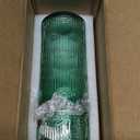 Bedside Water Carafe and Glass Set, 21.6 Oz Glass Pitcher with 6 Oz Drinking Cup Lid, Multi-Functional Mouthwash Dispenser for Bathroom Counter, Nightstand or Kitchen, Water Bottle Set (Clear Green)