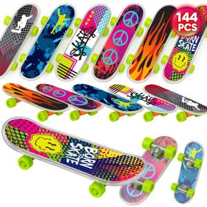 ArtCreativity Mini Finger Skateboards for Kids (Bulk Pack of 144) Durable Finger Boards in Assorted Designs, 2 Inch Fingerboard Skateboard Party Favors, Goody Bag Fillers