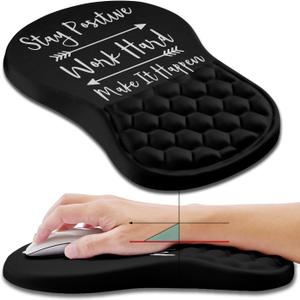 Hokafenle Ergonomic Mouse Pad Wrist Support, Wrist Rest Mousepad for Carpal Tunnel Pain Relief with Integrated Memory Foam Slope Massage Bulge (11.8x7.9 inch, Inspirational Quote