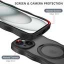 BENTOBEN Magnetic for iPhone 15 Case with Invisible Stand, [Curly Wave Edge] [Compatible with Mag-Safe] Slim Translucent Matte Shockproof Protective Cover Case for iPhone 15 6.1", Black