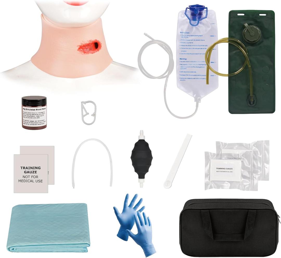 Wearable Neck Wound Packing Trainer Kit for Hemorrhage Control Training, Complete Bleeding Control Training Set for EMT, EMS, Tactical, Stop The Bleed Simulator