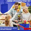 Windyun 50 Pcs Reusable Tote Bag Bulk 8 x 4 x 10 Inch Non Woven Shopping Bag with Handle Christmas Reusable Grocery Gift Tote (Royal Blue)