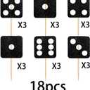 W Dice Cupcake Topper for Gambling Casino Theme Party Favors Decorations Cheer to Men Women Happy Birthday Party Decor Supplies set 18pcs Black Glitter