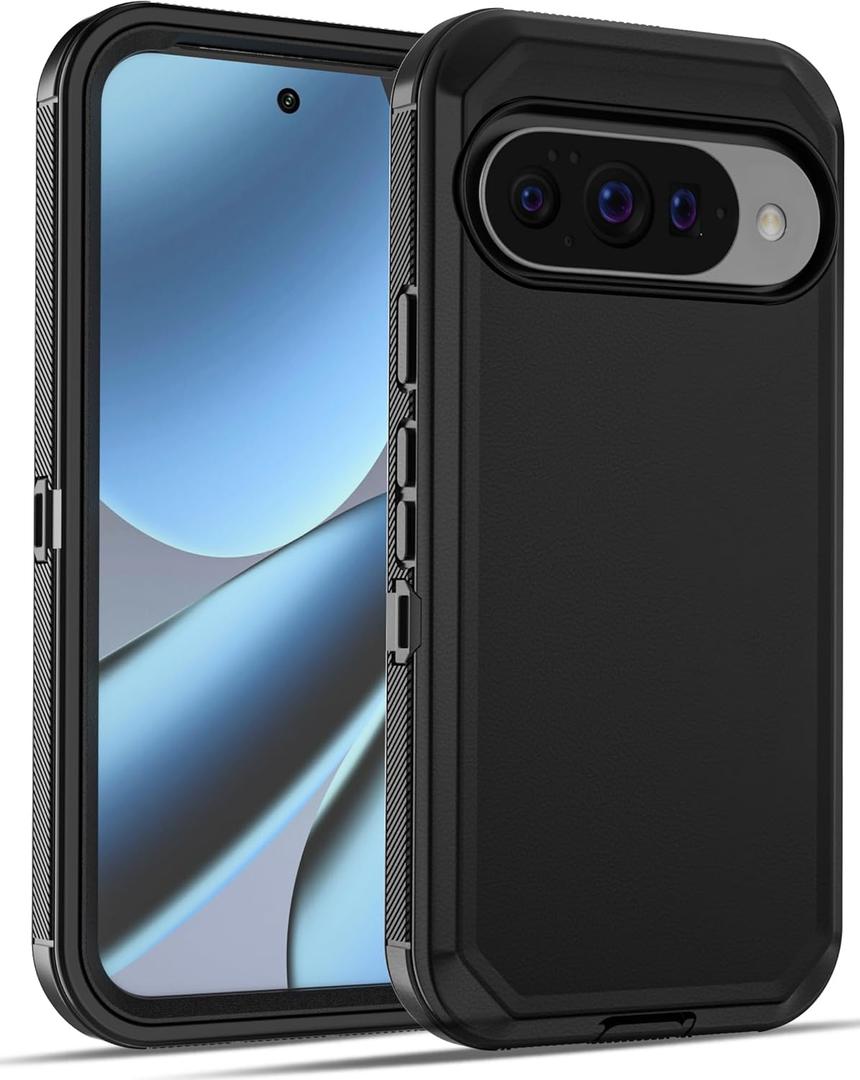 Jiunai for Google Pixel 10 Pro Case/Pixel 10 Case Rugged Heavy Duty Shockproof Dustproof Screen less Dual Layer Hybrid Phone Case for Google Pixel 10/10 Pro 6.3 2025 Women Men Teen - Black