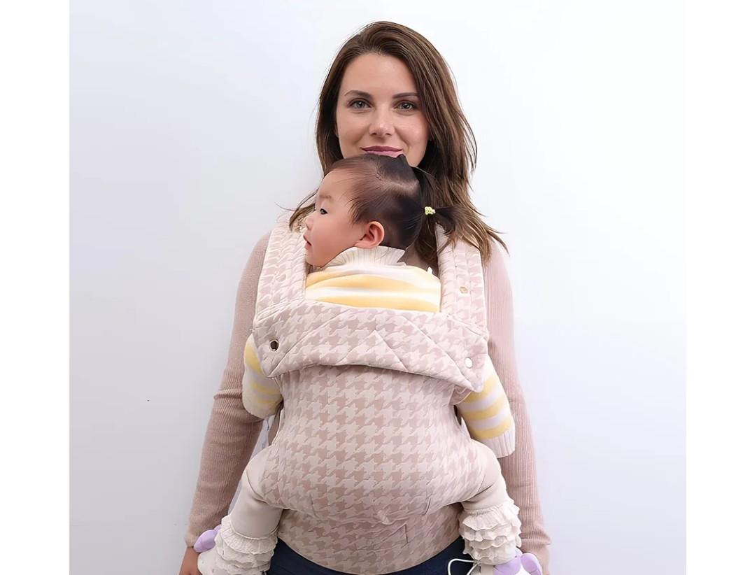 Baby Carrier for Newborns to Toddlers, Houndstooth Adjustable Soft Cotton Linen Carrier, 4-in -1 Lightweight Front and Back Ergonomic Baby Holder Carrier