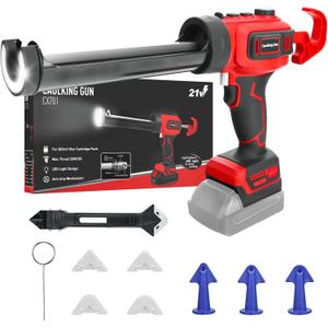 Cordless Caulking Gun for Milwaukee 18V Max Battery,10 Oz Electric Caulking Gun with Anti-Drip,Auto Retract,Continuously variable speed and LED Light, Caulk Gun Tool for Filling, SealingNo Battery)