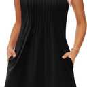 WEESO Summer Boho Dresses for Women Adjustable Spaghetti Strap Fashion Beach Vacation Casual Sundresses with Pockets (Black, M)