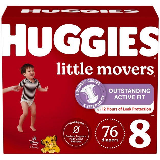 Huggies Size 8 Diapers, Little Movers Baby Diapers, Size 8 (46+ lbs), 76 Count (2 Packs of 38)