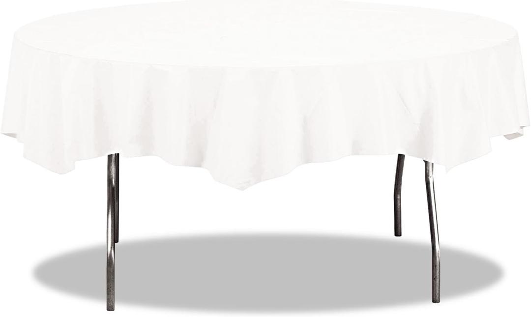 White Tissue/Poly 82" Octy/Round Paper Tablecover