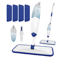 HOMTOYOU Microfiber Flat Mop with Sprayer: Spray Mop with 4 Washable Pads for Cleaning Multi-Surface Floors - 1Pcs 400+ML Refillable Bottle