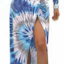 Vivicastle Women's Sexy Long Sleeve Tulip Wrap Slit Front Full Long Maxi Dress
