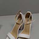 PARTY Women's Chunky Block Heels Open Toe Ankle Strap 3 Inch Heeled Sandals Comfortable for Wedding and Prom (5.5, White Pu)