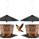 Jealoeur Bird Feeders for Outdoors Hanging Bird Feeder Wild Birds Seed, Black 2 Pack