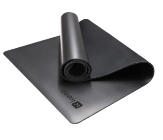 KEEP Professional Yoga Mat for Women and Men, 5mm Non-Slip Natural Rubber for Superior Grip, Eco-Friendly, Premium 72"x26" Exercise Mat for Pilates, and Fitness Workouts, Grey