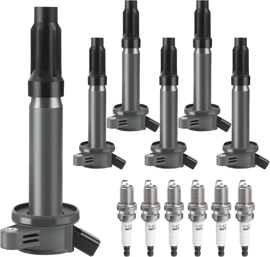 Ignition Coil Packs and Spark Plugs fit for 3.0 V6 2009 2010 2011 2012 Ford Escape, 2006 2007 2008 2009 Ford Fusion, Mercury Mariner Milan, Lincoln Zephyr 3.0L, UF486, Set of 6