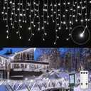 Brightown Icicle Lights Outdoor - 40 FT 432 LED Icicle Christmas Lights with 81 Drops, 8 Modes Icicle String Lights with Remote & Timer, Waterproof Fairy Lights for Roof Patio Tree House Decor, White