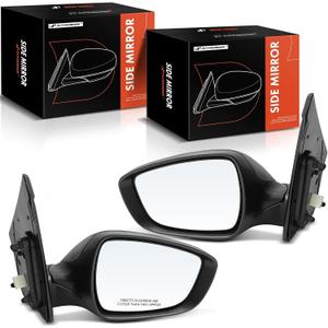 A-Premium Pair (2) Driver and Passenger Side Power Door Mirror - Compatible with Hyundai Elantra GT 2013 2014 2015 2016 2017 - Heated Manual Folding Black Outside Rear View Mirror