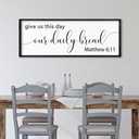 comurdyo Christian Wall Decor Give Us This Day Our Daily Bread 32"×12" Matthew 6 11 Bible Verse Inspirational Quote Sign Rustic Dining Room Kitchen Large Wooden Framed Wall Hanging Art (Black)