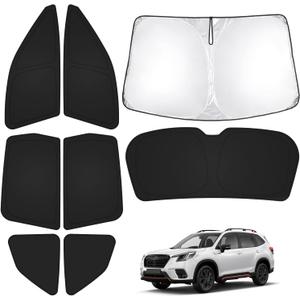 T TGBROS Windshield Sun Shade for Subaru Forester 2019-2024 Car Window Shades Thicken UV Block and Blackout Privacy Foldable Sunshades 8PCS Accessories Keep Cool Sun Visor Covers