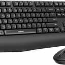 Seenda Wireless Bluetooth Keyboard Mouse Combo, COE200 Ergonomic Keyboard with Wrist Rest, Silent Mouse, Multi-Device Connection, Full-Size Compatible for Windows PC Laptop Mac MacBook, Black