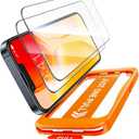TORRAS 12FT Military-Grade Shatterproof for iPhone 16e/14/13 Pro/13 Screen Protector [9H+ Durable One-Pull Installation] Tempered Glass Screen Protector 16e/14/13 Pro/13 6.1 2 Pack