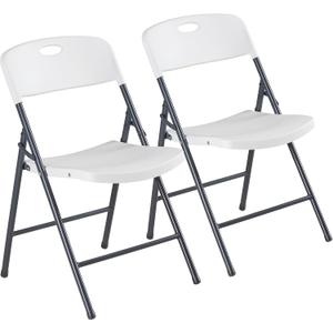 DUMOS 2 Pack Folding Chairs Heavy Duty - Plastic Stackable Portable Dining Chairs Set, Wedding, Party, Patio, Garden, for Indoor Outdoor, for Home and Office, Conference, White