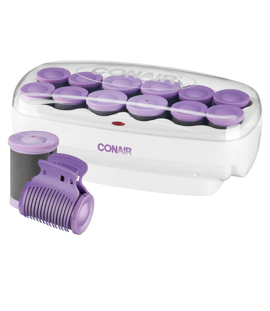 Conair Hot Rollers for Long, Medium & Short Hair, 12 Ceramic Flocked 1½-Inch and 1¾-Inch Heated Hair Rollers with Clips, Hot Curlers for Women, Volume & Curls