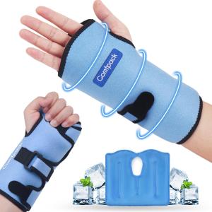 Wrist Ice Pack Wrap for Carpal Tunnel Relief, Ice Wrist Brace with Gel Pack for Hand Pain Relief, Cold Compression Wrist Ice Pack for Tendonitis, Sprain, Arthritis, Swelling (Blue)