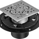 4-1/4 Square Shower Drain for Low Profile Shower Pan Nickel Brushed with Various Finish Style (Pattern1)