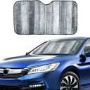VaygWay Windshield Sun Shade Car- Foldable Window Cover Visor Shield- UV Rays Reflector Auto Accordion Protector- Front Window SUV Heat Blocker- 49” x 23” Metallic Reflective Large Vehicle Sunshade