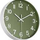 Silent Wall Clock Non-Ticking Battery Operated  Modern Olive Green Analog Wall Clock for Living Room, Kitchen, Office, Bedroom  Stylish Home Wall Decor Clock, 8 Inch