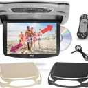 Pyle Car Roof Mount DVD Player Monitor 13.3 inch Vehicle Flip Down Overhead Screen- HDMI SD USB Card Input with Built-in IR Transmitter for Wireless IR Headphone, 3 Style Colors - Pyle PLRD146