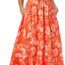 GRACE KARIN Womens Summer Clothes 2026 Boho Floral Maxi Long Dresses Spaghetti Straps Casual Beach Sundress with Pockets Orange Floral XL
