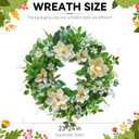 24 Inch Spring and Summer Magnolia Wreath for Front Door, Artificial White Magnolia with Berries and Greenery, Spring and Summer Door Wreath for Indoor Outdoor Decor