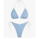 ZAFUL Bikini Sets for Women Halter Bow Decor Tiny Floral Gingham Print Swimsuit Tie Side 2 Pieces Bathing Suit Medium