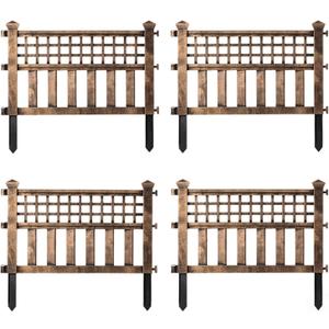 Plastic Outdoor Decor Garden Flower Edger Fence, Border, Set of 4 Panels, Bronze