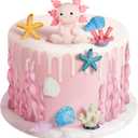 24 Pcs Axolotl Birthday Decorations Supplies Include 1 Cake Topper 12 Artificial Seagrass 11 Diving Toy Underwater Decorations for Ocean Theme Party