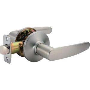 Amazon Basics Straight Door Lever, Passage, Satin Nickel, 1-Pack
