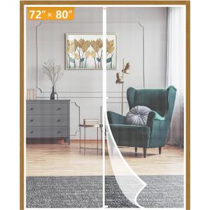 Yotache Magnetic Screen Door Fit Doors 72" x 80", Screen Size 74" x 81" Strengthened Balcony Patio French Door Screen Curtain Enjoy Fresh Air, White (White & Middle Opening)