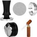 Adjustable Depth Espresso Tamper Set: 58mm Spring Loaded Espresso Distributor Leveler with Magnetic Dosing Funnel Aluminum Metal & Reusable Screen