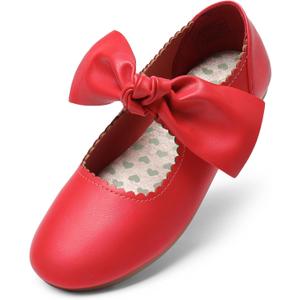 DREAM PAIRS Girls Ballerina Flats Mary Jane Front Bow Dress Shoes (13 Little Kid, Red)