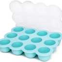 12x1.5oz Baby Food Freezer Tray with Clip Lid Light Green | Food Grade Silicone Storage Containers for Purees & Vegetables