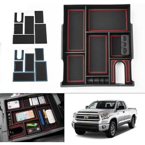 Autorder Center Console Organizer for 2014-2021 Toyota Tundra Accessories Armrest Storage Box Secondary Insert Full Tray with 3 Color Mats
