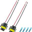 H11 H8 Wiring Harness with Tinned Copper & Teflon Jacket - Headlight Fog Light Pigtail Connector Plug Kit, Low Beam Socket Adapter for H11 H8 LED Bulbs, Automotive Electrical Replacement