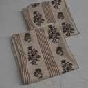 Amor Virisso Floral Throw Pillow Covers 18x18 Set of 2 Block Print Pillow Covers Neutral Floral Striped Farmhouse Decorative Pillow Covers for Sofa Couch Bed, Brown