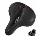 Bike Seat Cushion Compatible with Huffy, Comfortable Wide Bicycle Saddle for Men and Women, Memory Foam, Dual Shock Absorbing and Reflective Strip, Replacement Seat Cushion for Exercise and Road Bike