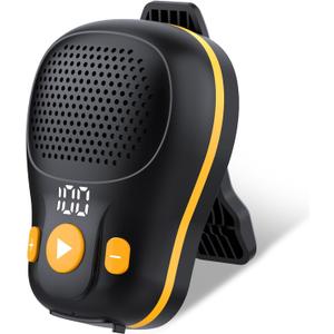 Wearable Bluetooth Speaker, Clip-on Wireless Portable Speakers, IP56 Waterproof Clip Speaker Up to 18 Hours Battery Life, Built-in Mic for Hands-Free Music/Calls, Black and Yellow